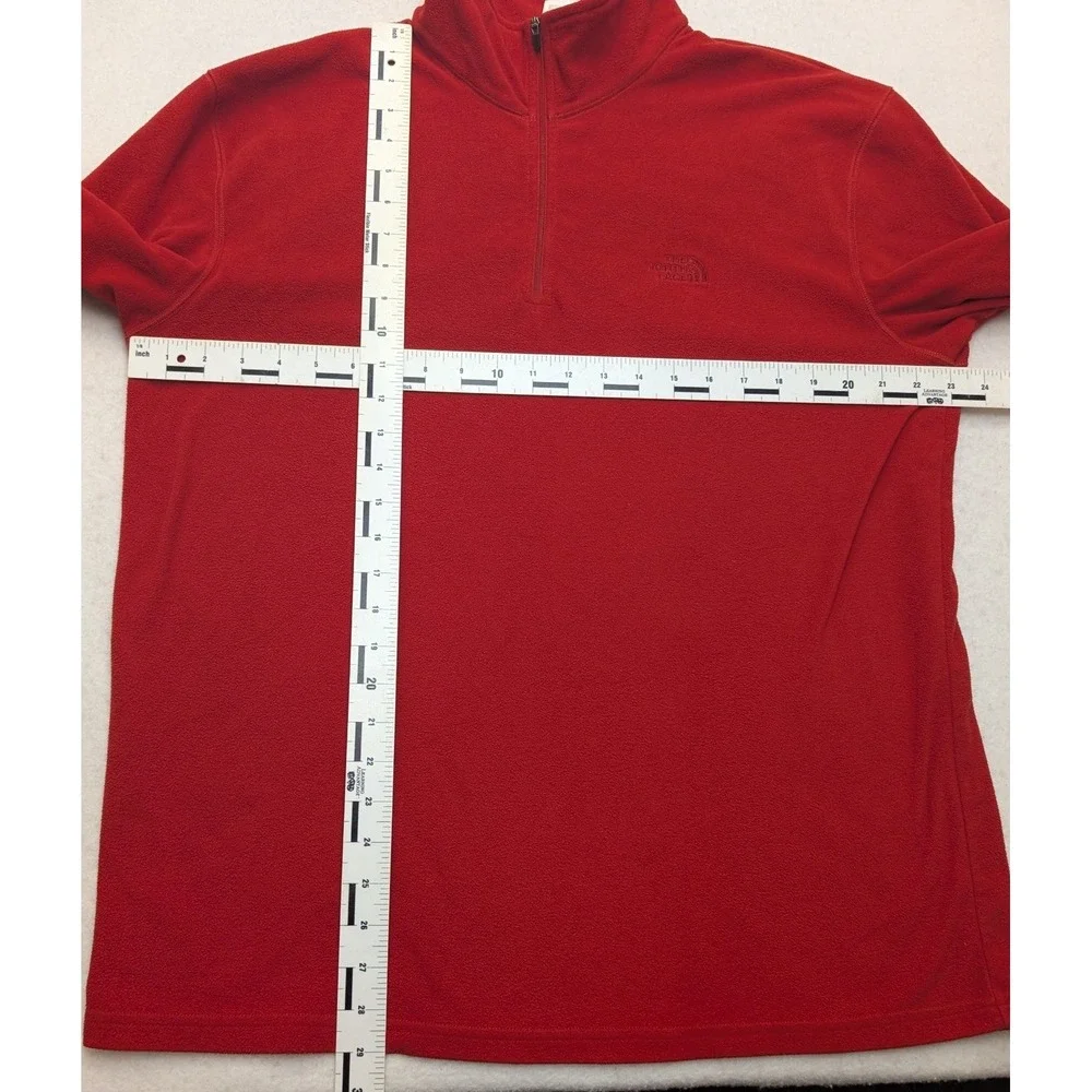 The North Face Fleece Pullover Mens XL Red TKA 100 Quarter Zip Mock Neck Logo